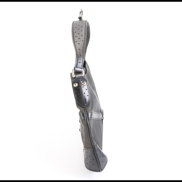 Gucci GG Logo Black Canvas &Perforated Leather Bag - Picture 2 of 12